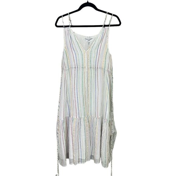 NEW Apiece Apart Daphne Midi Dress Lurex Metallic White Fez Stripe Size 2 - Picture 4 of 11